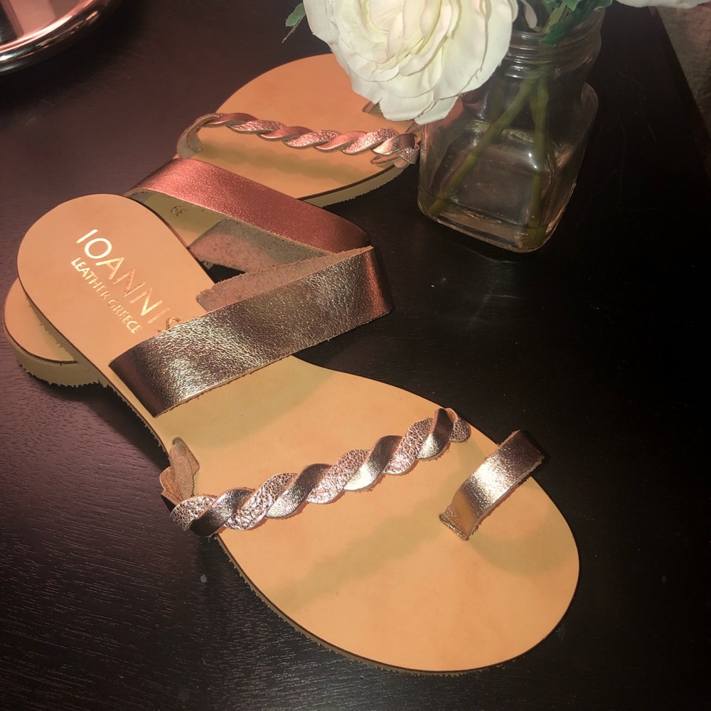 Handmade Greek leather sandals Rose Gold size 39/8
